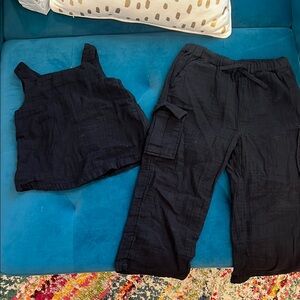 Black Sleeveless Top and Cargo Pants Set